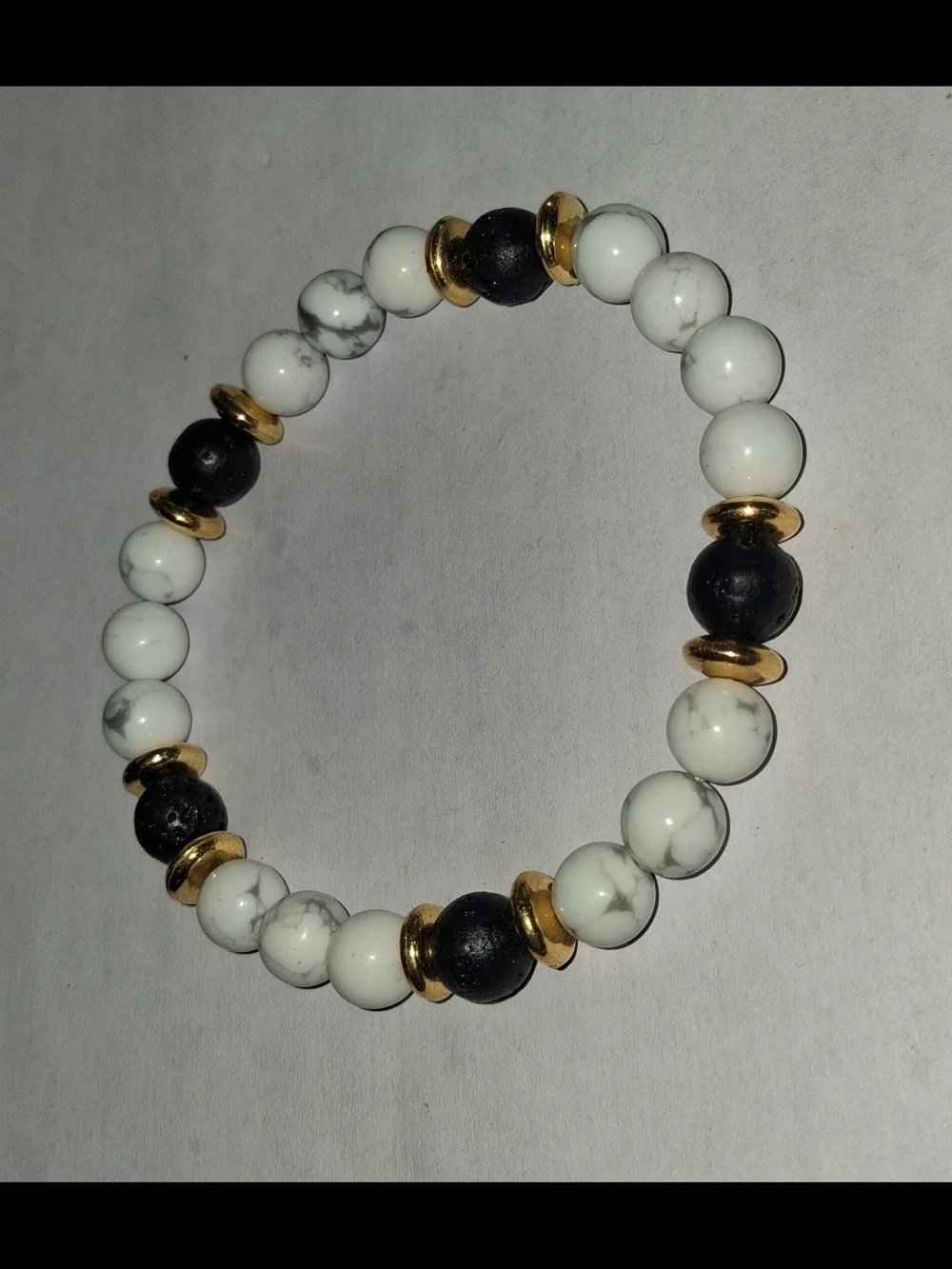 Handmade Howlite & Lava Stone Bracelet